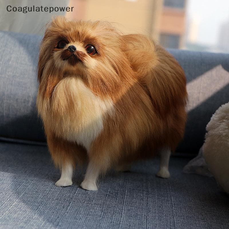 COA Realista Pomeranian Simulação Brinquedo Cão Filhote De Cachorro Companheiro Artesanal Gota Brinquedos Para Animais D