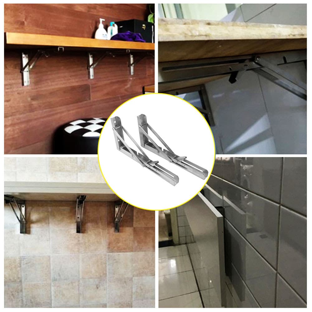 Promessa1.br 2 peças suporte de mesa dobrável de 10 polegadas triângulo suporte de prateleira de montagem em parede de
