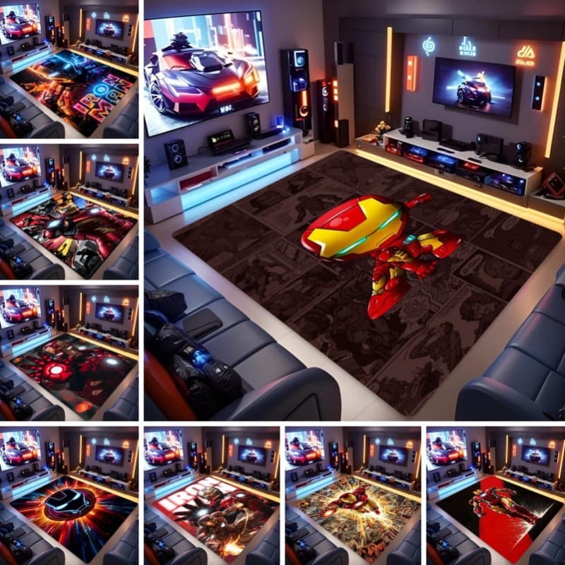 Vingadores Homem De Ferro Flanela Tapete Macio Pelúcia Antiderrapante Sala Estar Quarto Decoração Super-Herói Esteira