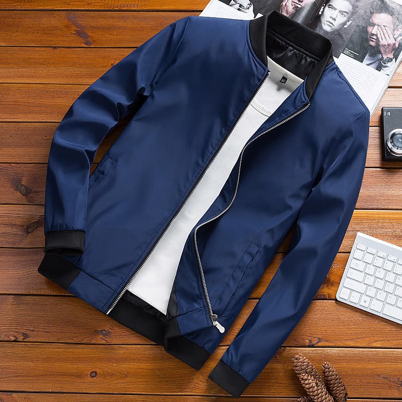 [Jaqueta masculina] primavera outono estilo fino masculino na moda fino ajuste berinjela Casual moda gola jaqueta roupas