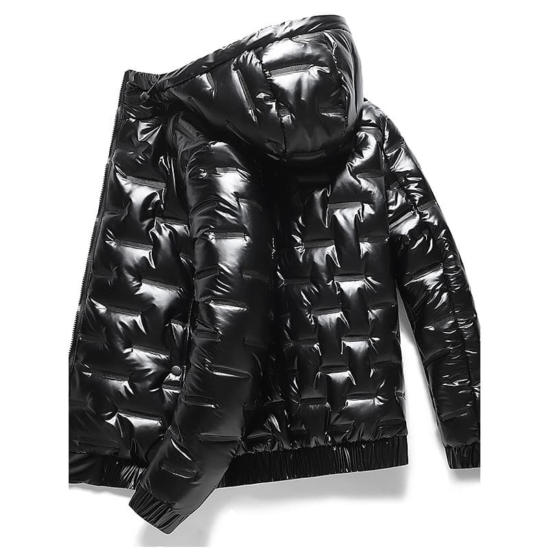 Jaqueta acolchoada de algodão brilhante masculina inverno curto acolchoado jaqueta Street Wear leve quente jaqueta com c