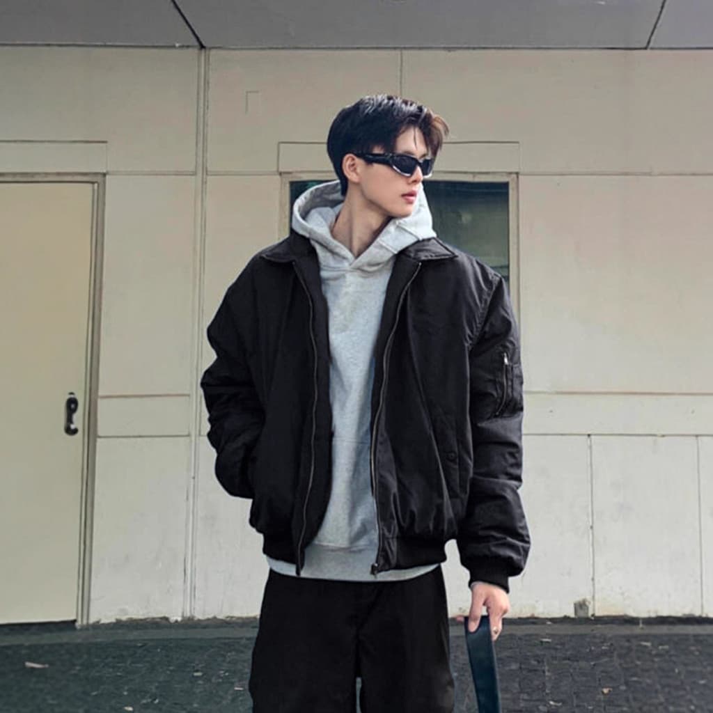 Jaqueta bomber bomber americana jaqueta acolchoada masculina jaqueta de limpeza de rua alta