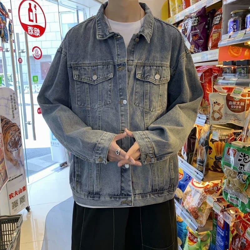 Hong Kong estilo Denim jaqueta masculina na moda 2025 novo estilo moda All-Match High Street jaqueta masculina solta out