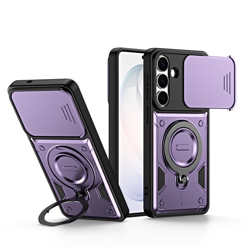 Capa de telefone com tampa de lente deslizante adequada para Samsung A57 Suporte giratório Samsung A37 Espessado A56/A36