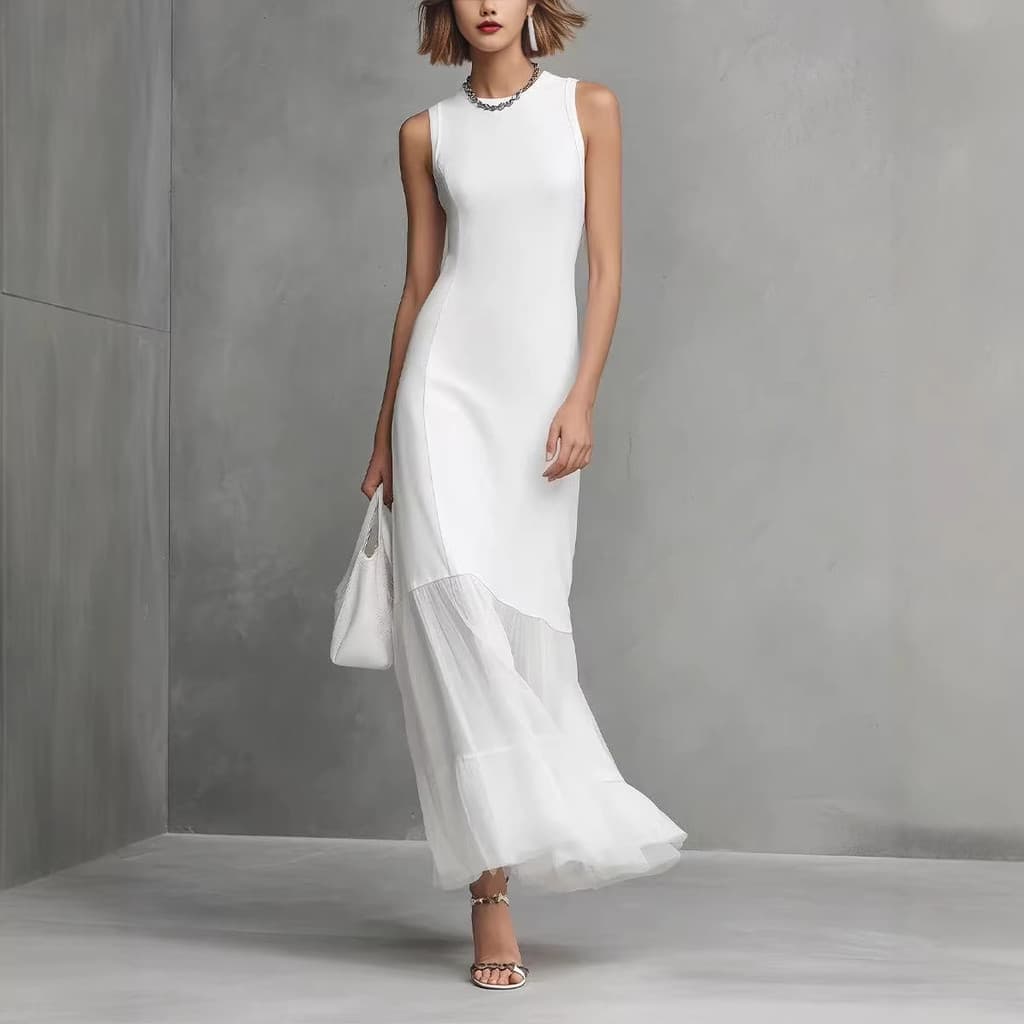 Europeu europeu americano feminino vestido longo novo estilo temperamento mais magro olhar manga longa férias vestido br