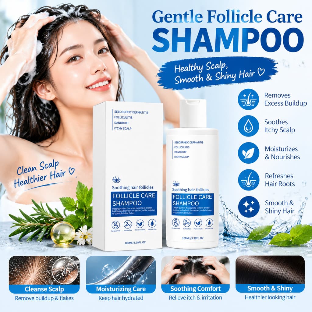 100ml Shampoo Suave Folículo Care – Hidratante Conforto Do Couro Cabeludo , Raiz Refrescante E Lavagem Diária