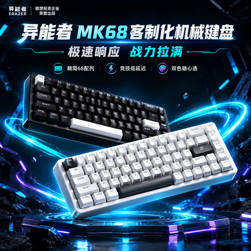 2026 Novo Produto [Lenovo Anormal MK68 Eixo Verde Eixo Vermelho Teclado Mecânico Jogos Desktop Computador Teclado Com Fi