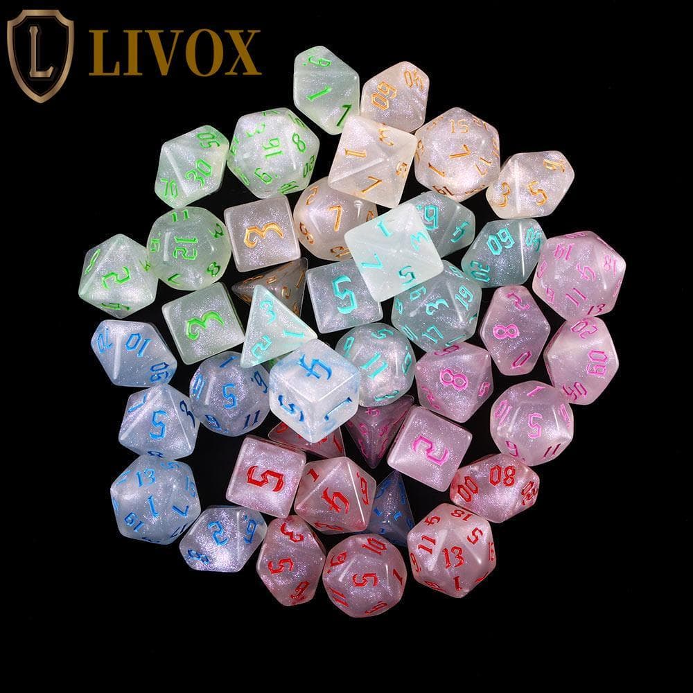 LIVOX Dados Poliédricos Acrílico KTV Jogos De Tabuleiro Durável Brinquedo De Festa Em Família 7 Pçs/set De Jogo