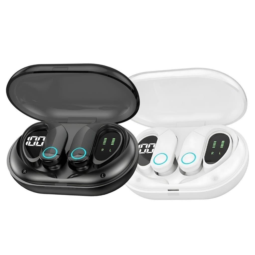 Fone de ouvido Bluetooth Esportivo G37 com Gancho, Base de Carga LED Grave Potente e Toque Inteligente 
