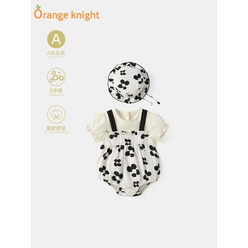 Bebê bebê roupas de verão roupas de bebê recém-nascido menina princesa Floral macacão falso terno de duas peças de manga