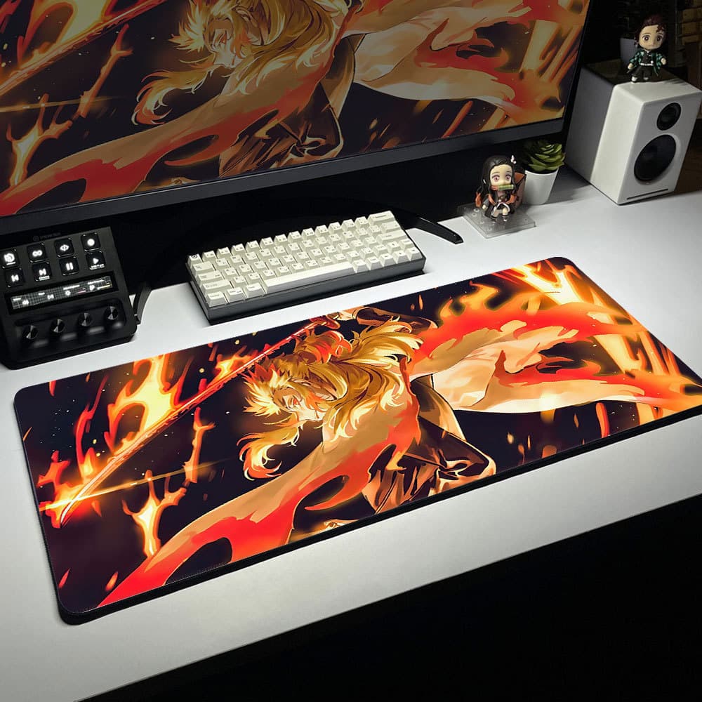 Mousepad Grande Tanjiro Zenitsu Nezuko Rengoku Base Antiderrapante Alta Precisão para PC e Notebook Gamer