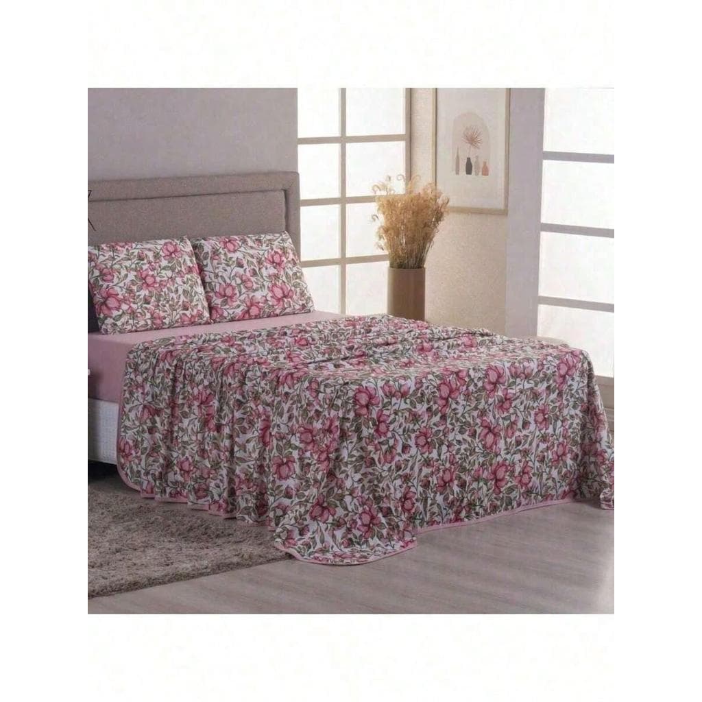 Jogo De Cama 4 Peças Malha Grossa Lençol Estampado Super Macio Solteiro Casal Queen King Confortável
