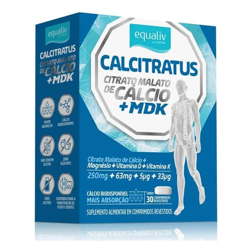 Suplemento Vitaminas Cálcio Magnésio Vitamina D3 K2 Calcitratus Equaliv 30 Cápsulas Sem Sabor