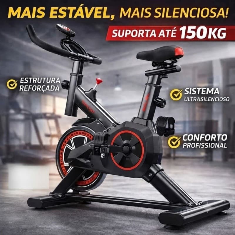 Bicicleta Spinning Ergométrica Silenciosa Treino em Casa Para Emagrecimento Cardio Suporta Até 120-150kg Ajustável