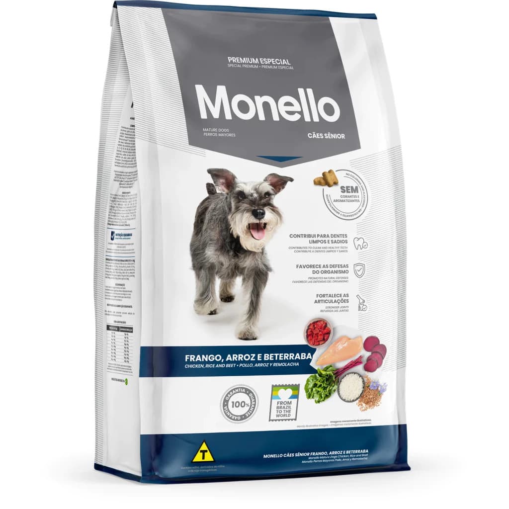 Ração Sênior para Cachorro Monello Frango Arroz e Beterraba 10kg