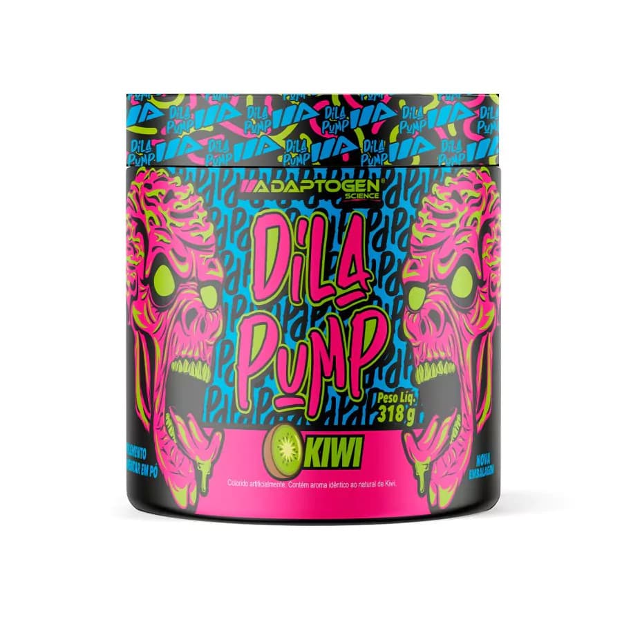 Pré Treino Dila Pump Adaptogen Kiwi 318g Sem Cafeína Suplemento Energy Formula em Pó Academia