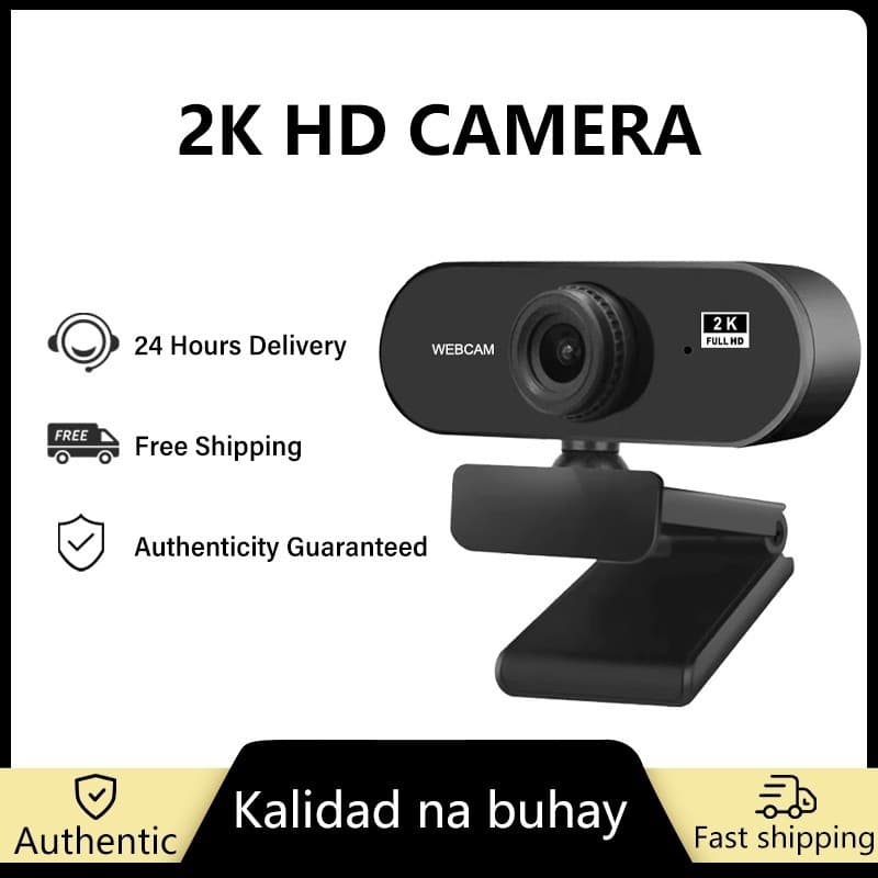 Webcam 2K Full HD Com Microfone-Câmera De Videochamada USB Para PC Laptop
