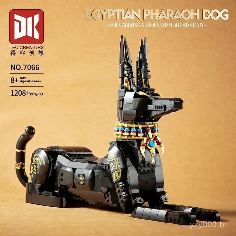 1208 peças de blocos de montar Lego, máquinas de montar em forma de cão mecânico do faraó egípcio, brinquedos educativos
