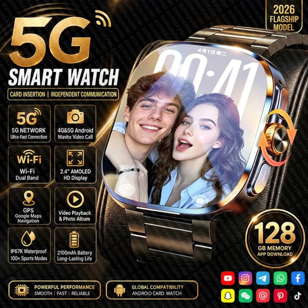 Novo Personalizado Masculino 5G Chamada Smartwatch Relógio Inteligente 4G WiFi 128GB Memória Aplicativo Social GPS Mapa 