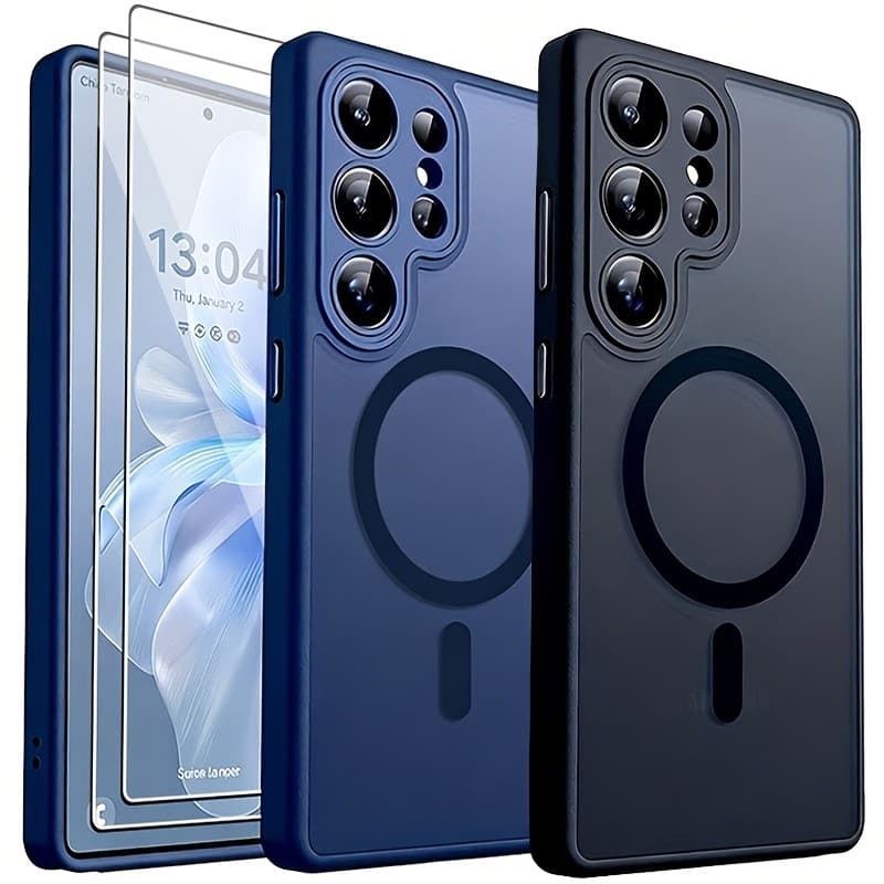 Capa de Celular: 3 Peças [1 Capa de Celular com 2 Películas Protetoras de Tela Transparentes para Samsung S25 S26 S24