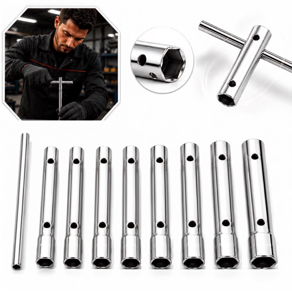 Kit Jogo Chaves Vela 8 Peças 6mm à 22 mm Em Aço Bocal Dublo com Ferrolho Pegadura kit Completo Galvanizado Universal