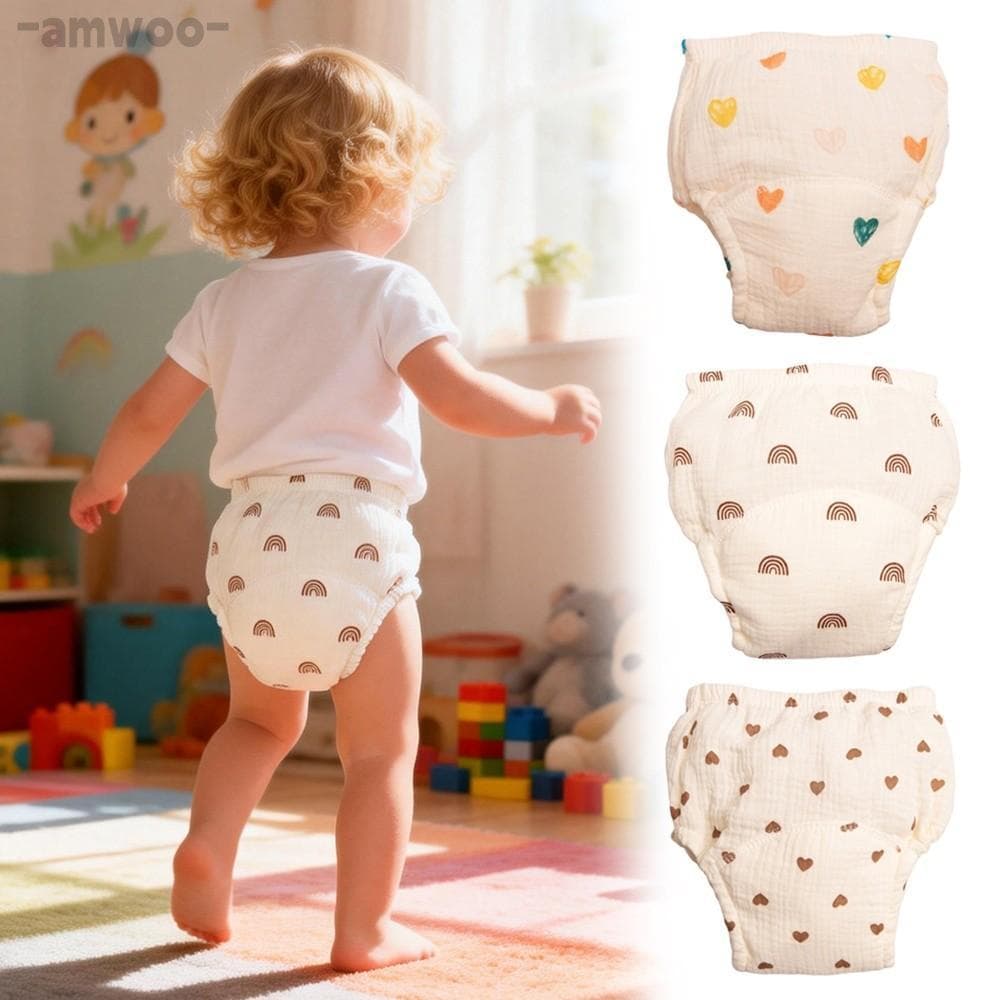 Fralda Lavável Para Bebê AMWOO , Calças De Treinamento Bebês À Prova D'água De Vazamentos , Shorts Infantis Absorventes 