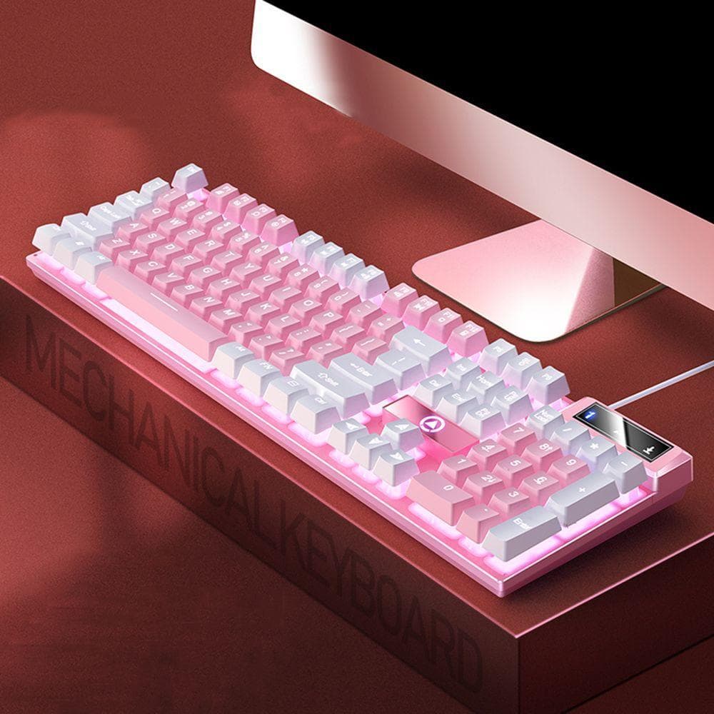 FIWICKA Teclado Mecânico Periféricos De Computador Emissor De Luz 104 Teclas USB Com Fio Anti-ghosting Para Jogos À Prov
