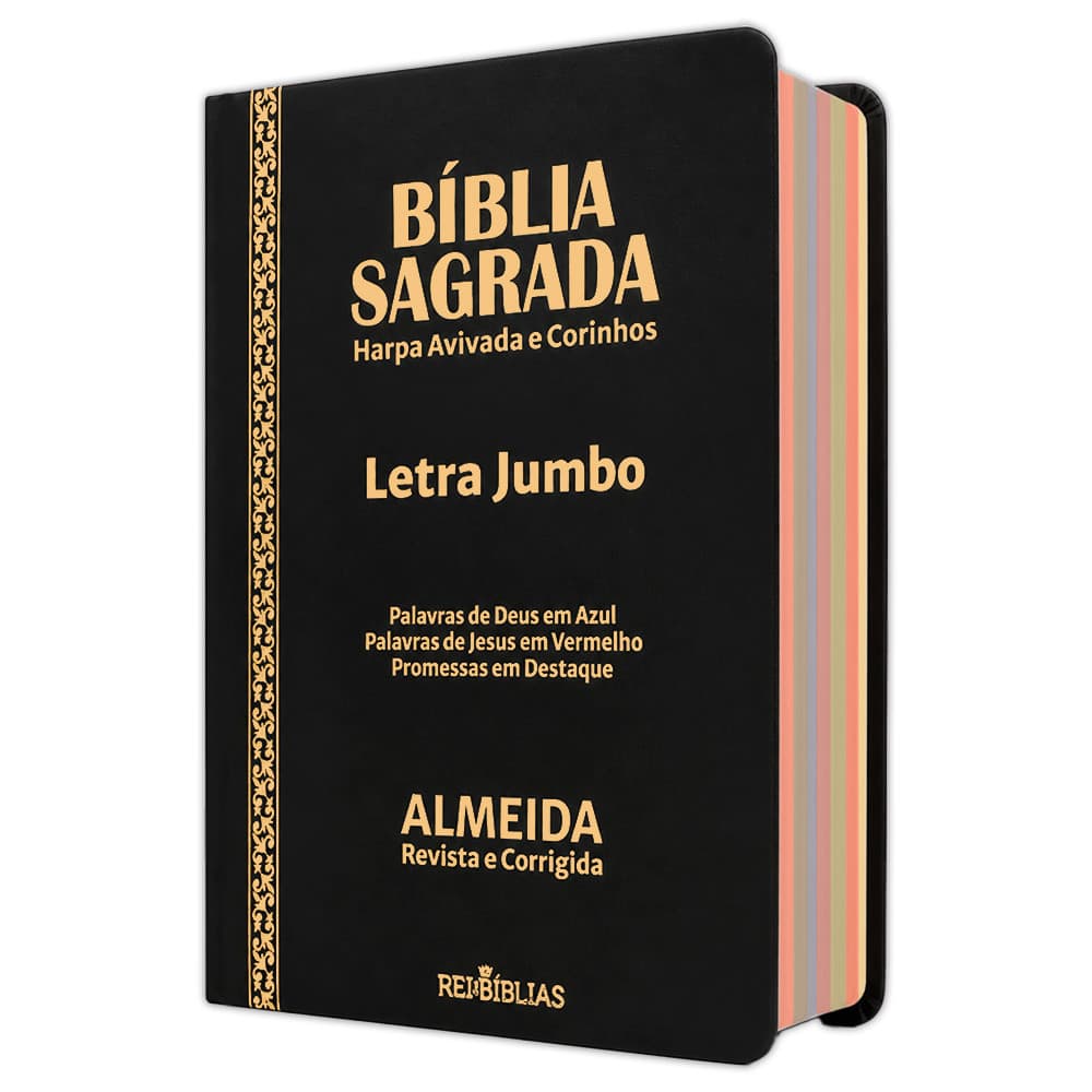Bíblia Sagrada - Jumbo Luxo Preta | ARC - João Ferreira de Almeida - Harpa e Índice por Cores