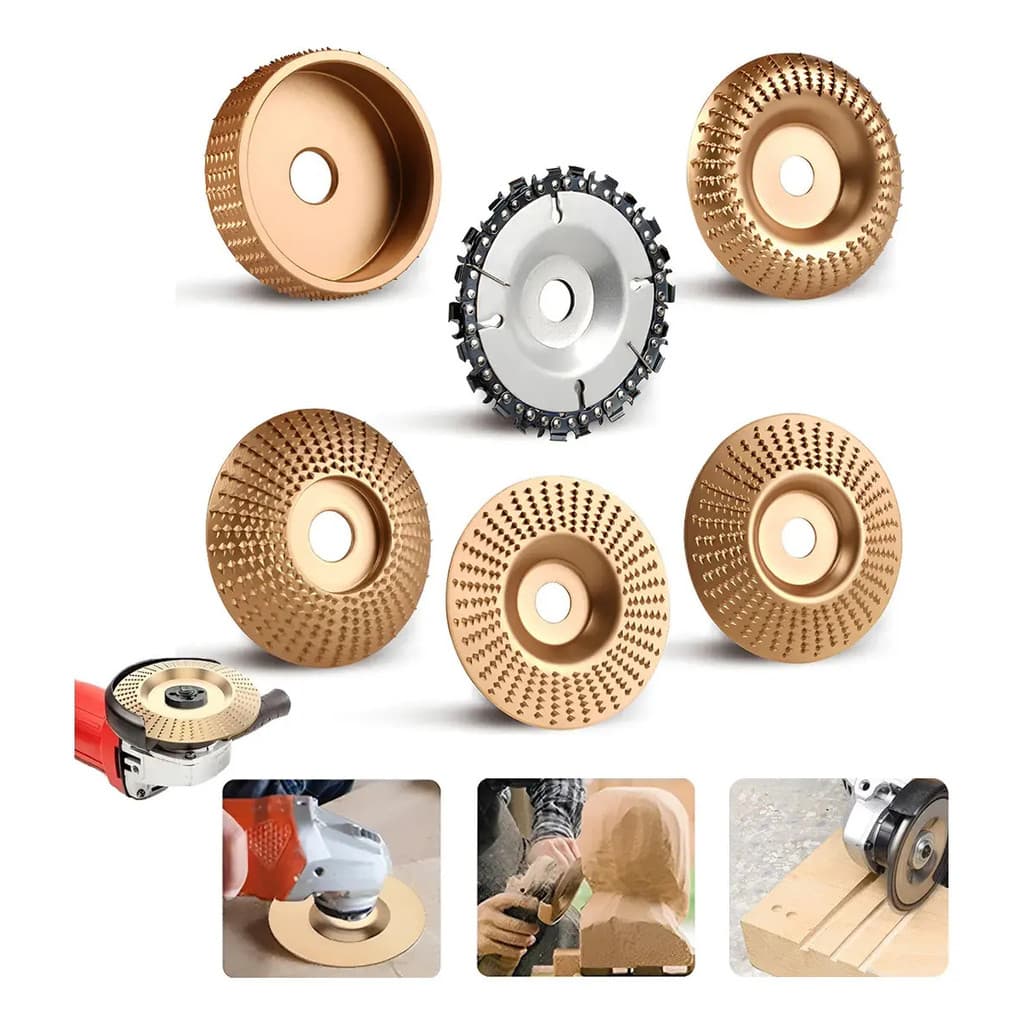 Kit 6  Disco Desbaste E Corte Madeira 100mm/75mm P/ Esmerilhadeira Furo 16mm Dourado