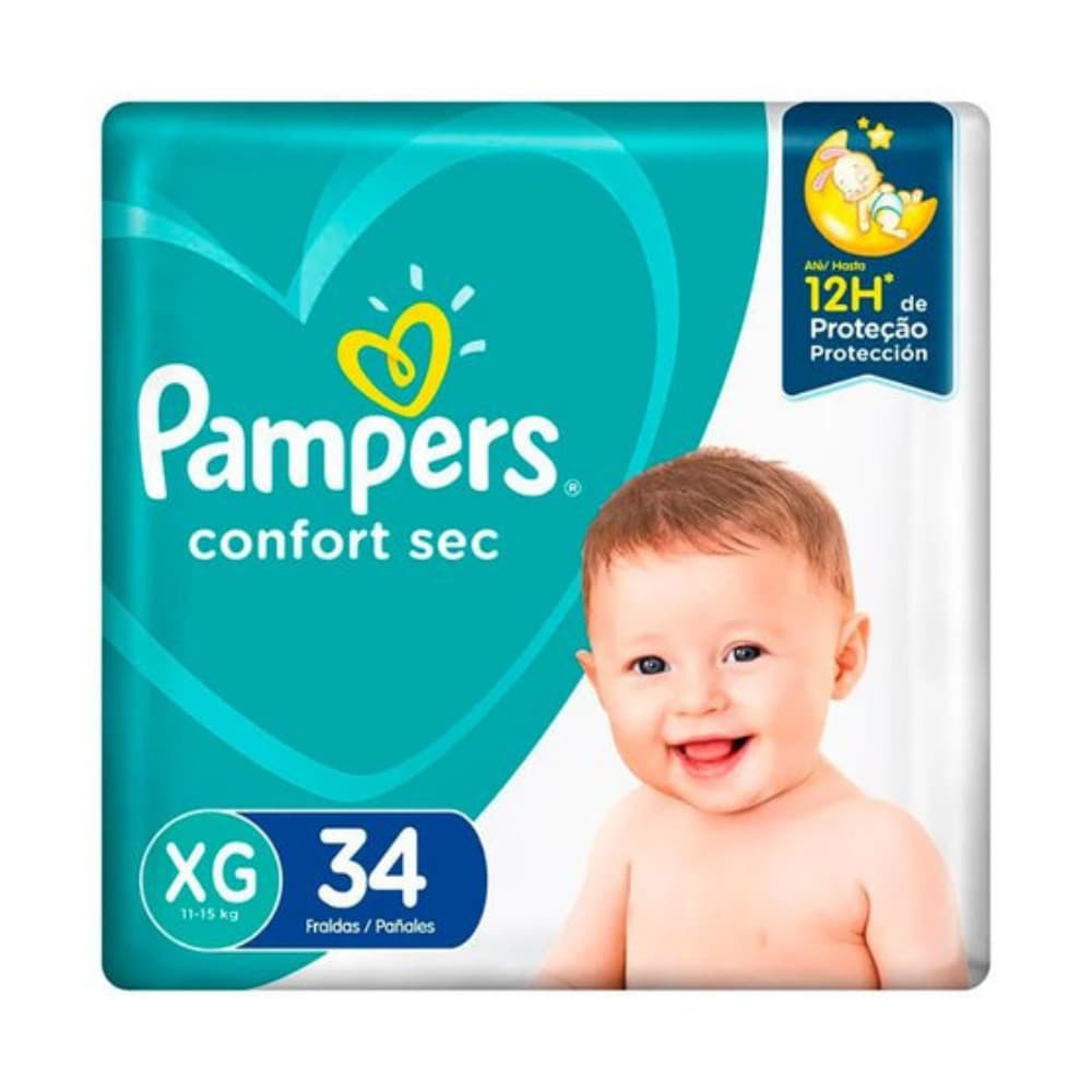 FRALDA CONFORT SEC MEGA XG 34UN PAMPERS