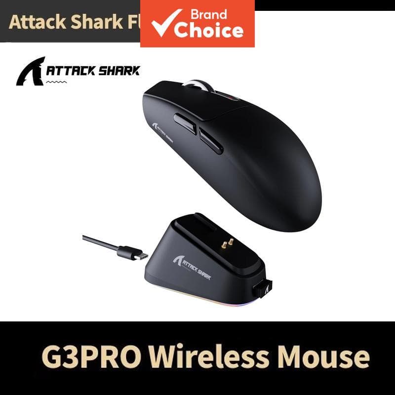 Mouse Gamer Sem Fio Ultra Leve Tri-Modo ATTACK SHARK G3 Pro, Sensor PAW3311, 25000 DPI, 2.4G/Bluetooth/USB-C, RGB para