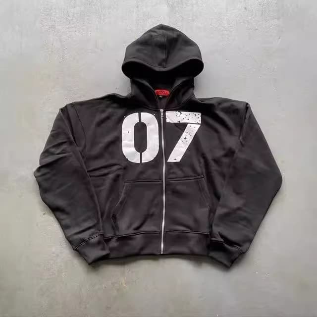 07 Conjunto de Moletom Solto Estilo Urbano Moderno para Homens e Mulheres, Conjunto de Moletom com Capuz e Calças com Zí
