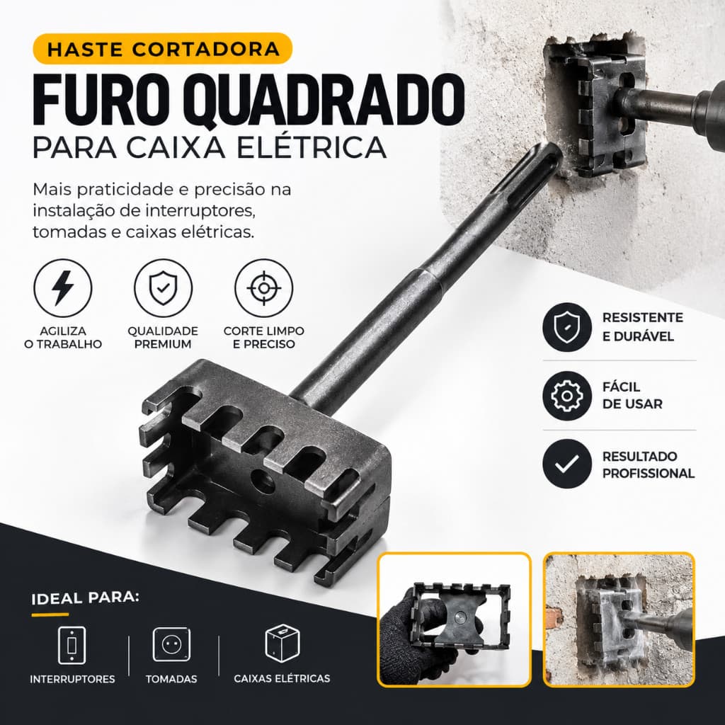 Haste Cortadora Furo Quadrado Caixa Elétrica Tomada Interruptor Ferramenta Eletricista