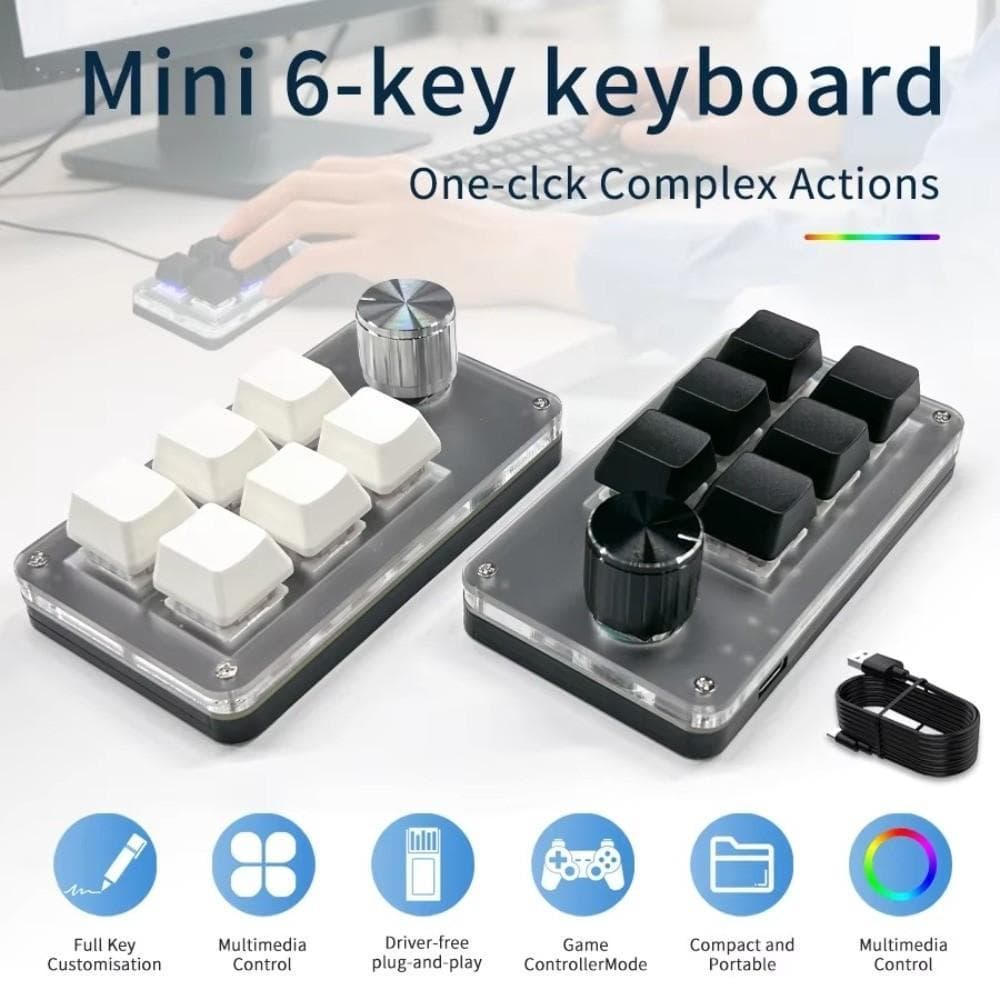 KERVOYN Mini Teclado De Programação Personalizado , Teclados Para Jogos Com Fio USB , Mecânico De 1 Botão Hot Swap