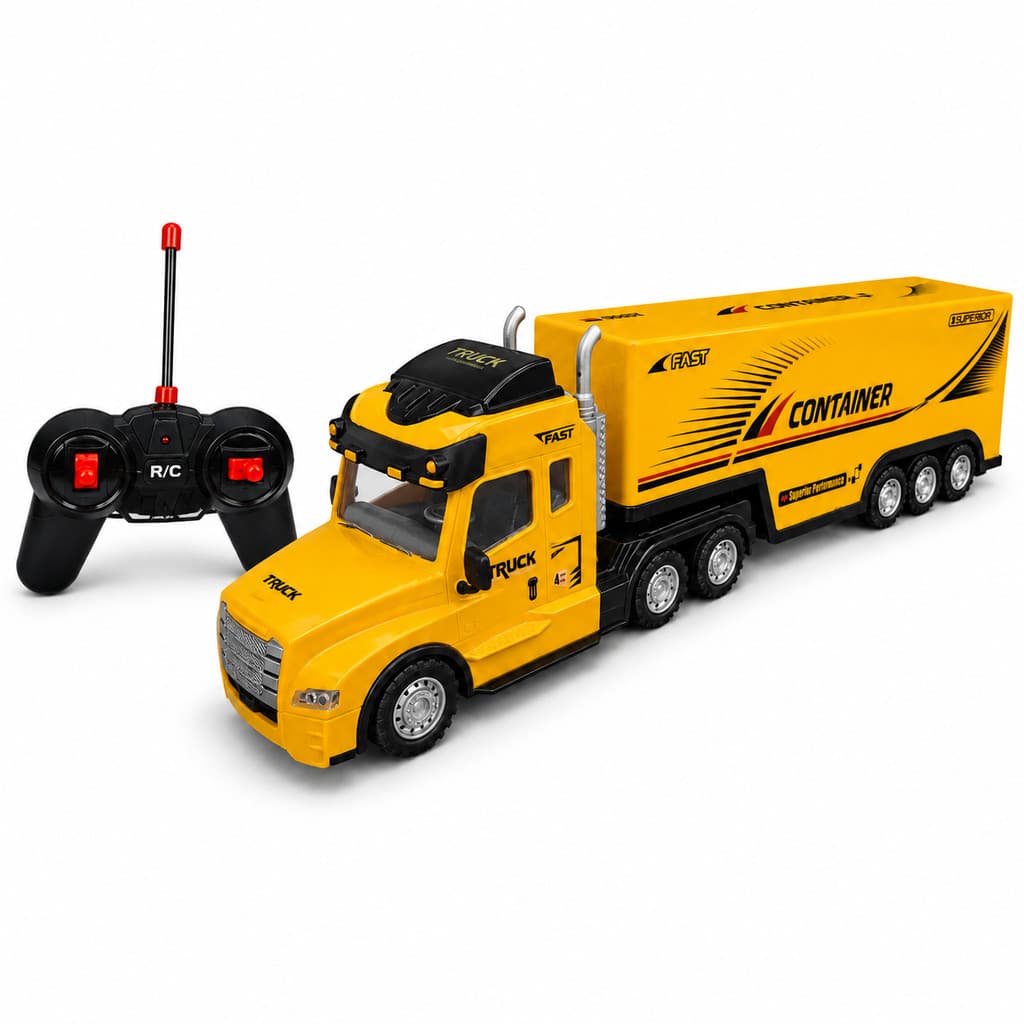 Carrinho Controle Remoto Caminhao Container Grande Luz E Som Amarelo Luz E Som