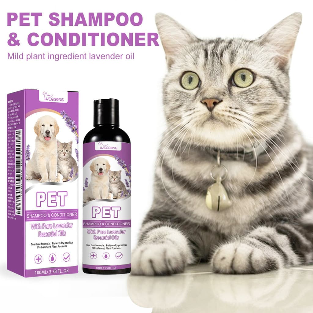 Yegbong Pet Shampoo Banho para animais de estimação Aliviar coceira na pele Cabelo macio Sem nós Shampoo