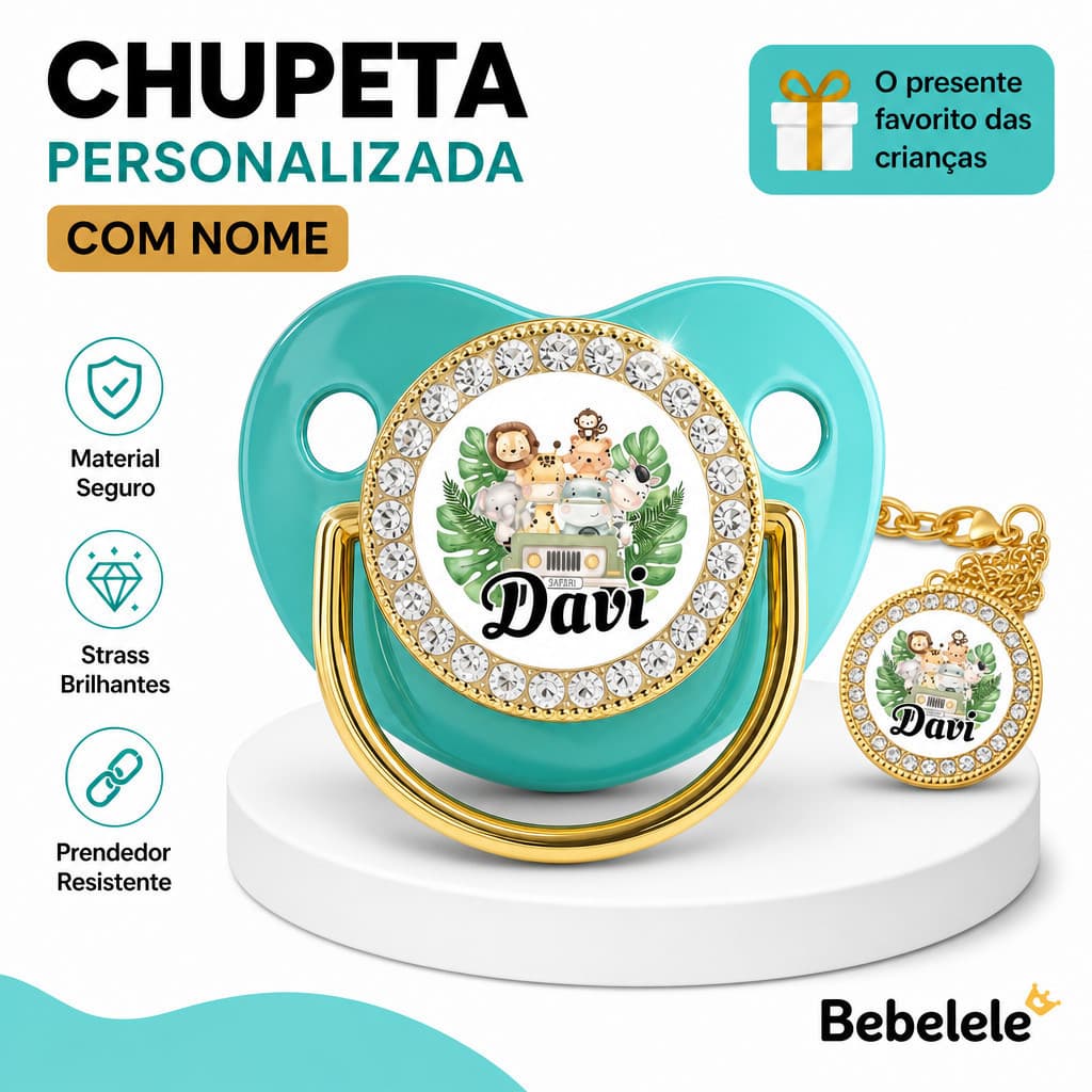 Chupeta para bebês com nome personalizado do bebê, chupeta de silicone BPA Free & QEL1