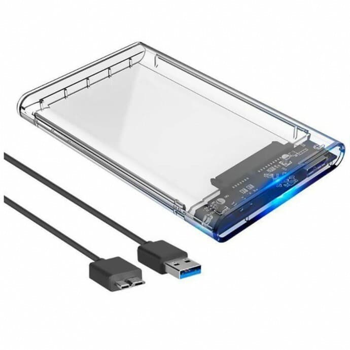 Case Para HD Externo Transparente USB 3.0 Transmissão 6Gbps Sata 2.5" HD ou SSD Exbom - ECASE-300