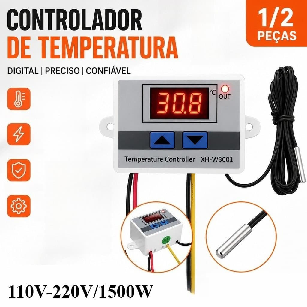 Controlador Temperatura Digital Termostato W3001 110V-220V/1500W