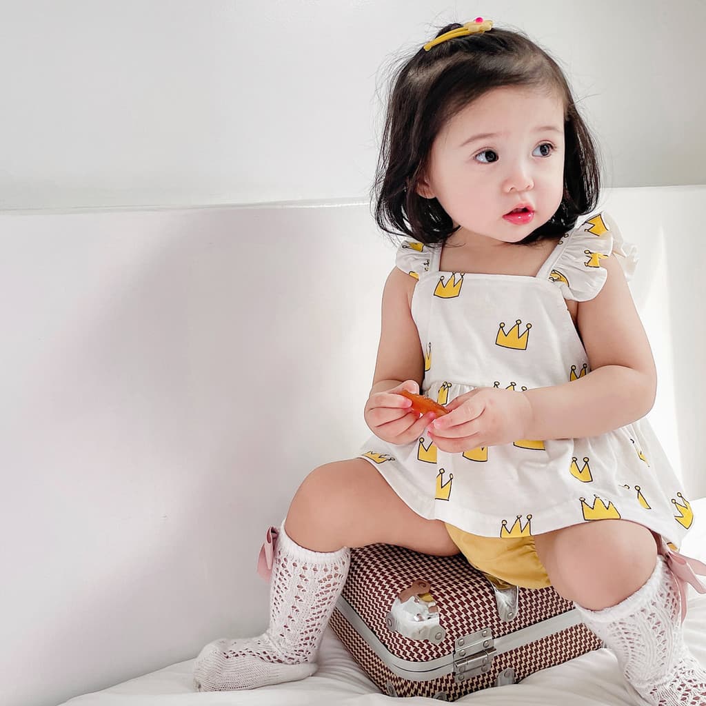 Roupas de bebê versão coreana dos desenhos animados estilingue terno do bebê verão puro algodão bebê menina roupas infan