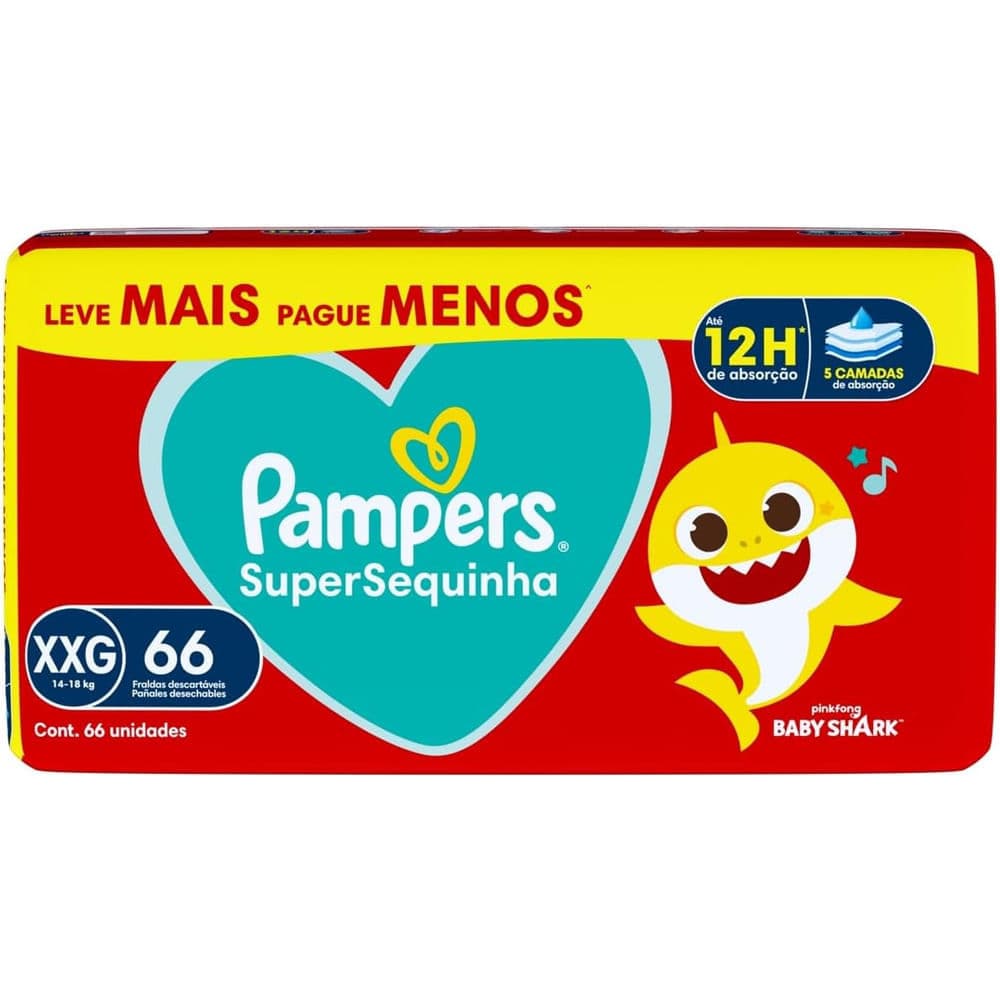 Fralda Descartável Pampers Supersequinha Jumbo XXG 66 Tiras