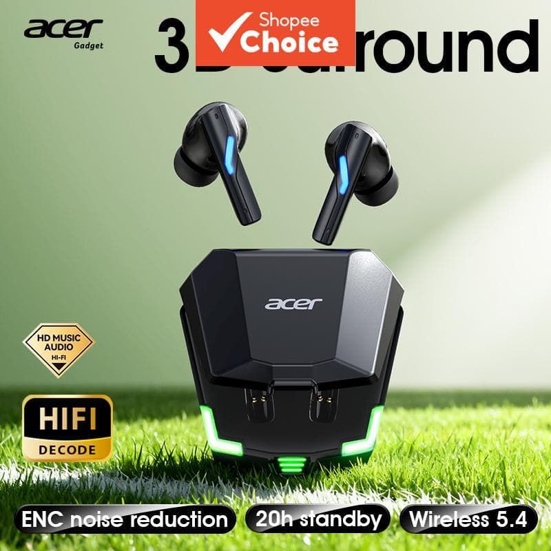 Fones de ouvido sem fio Acer OHR625, fone Bluetooth com microfone, fone de ouvido, 3,8 g, estojo de carregamento