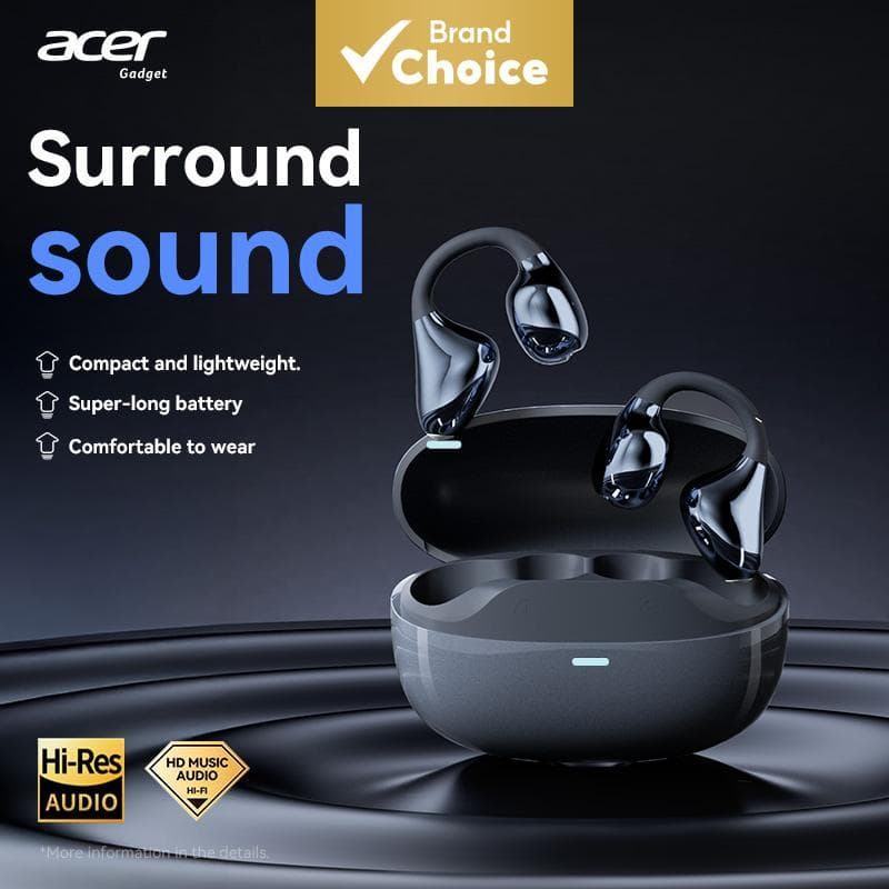 Fones de ouvido sem fio Acer OHR629 com microfone, tipo C, fone Bluetooth, fones de ouvido ultraestáticos de baixíssima