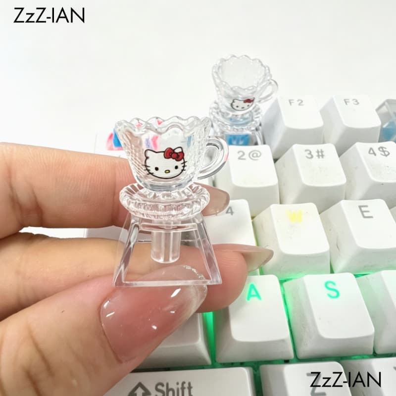 Desenhos Animados Bonitos Kitty Copos Personalidade Keycaps Para Teclado Mecânico Ecs Chave Decoração