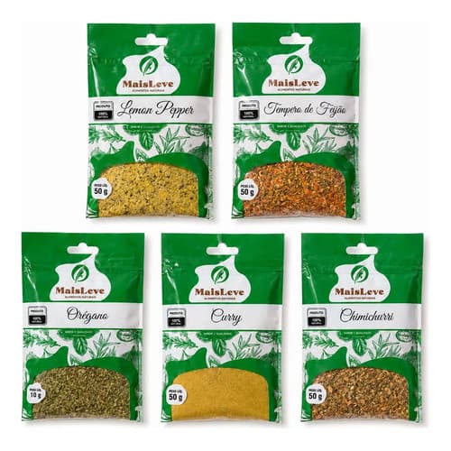 Temperos para Feijão, Lemon Pepper, Oregáno, Curry  e Chimichurri 210g