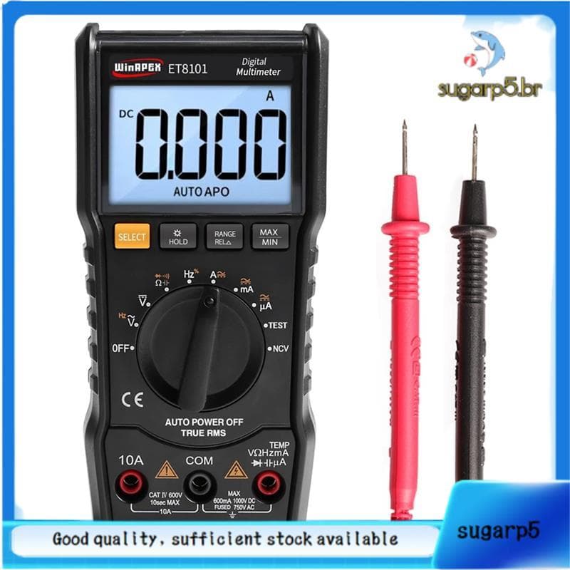 ET8101 Multímetro Digital Proteção Total True RMS Tensão Corrente Resistência Capacitância Medição Com Display LCD Backl