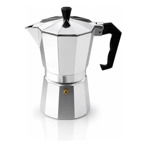 Cafeteira Italiana Moka 6 Xícaras 300ml em Alumínio Prata Manual para Café Expresso no Fogão Casa Escritório