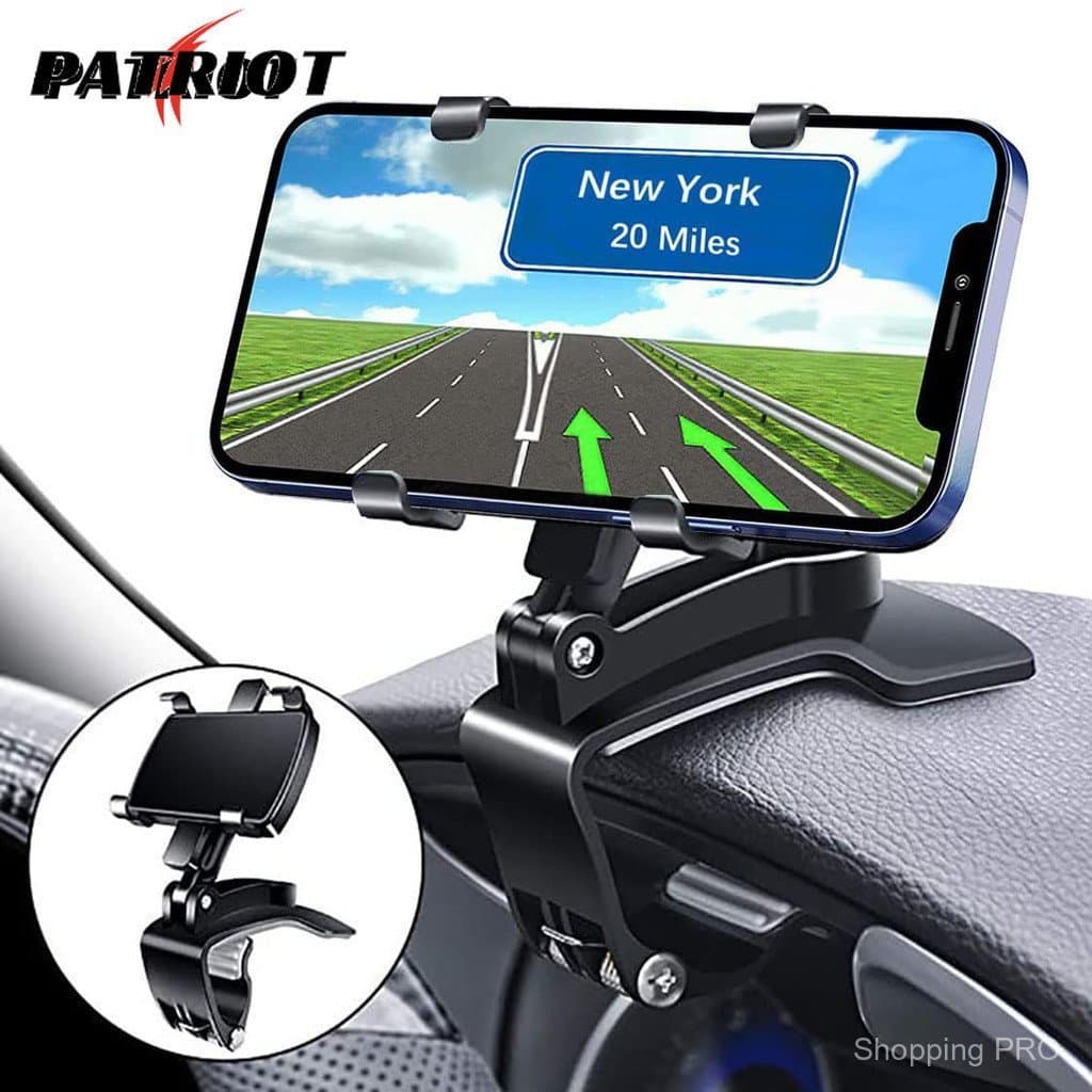 Suporte de Telefone para Carro com Rotação de 360 Graus - Montagem com Clipe para Painel e Visor Solar - Tipo Universal
