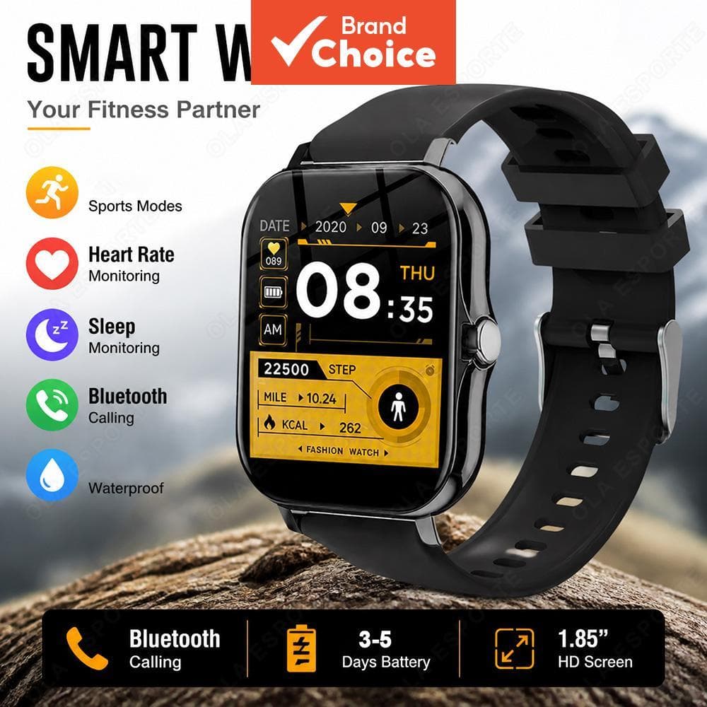 Relógio Smart Esportivo, Relógio Fitness, Monitor de Saúde, Smartwatch à Prova D'água, Relógio com Chamada Bluetooth
