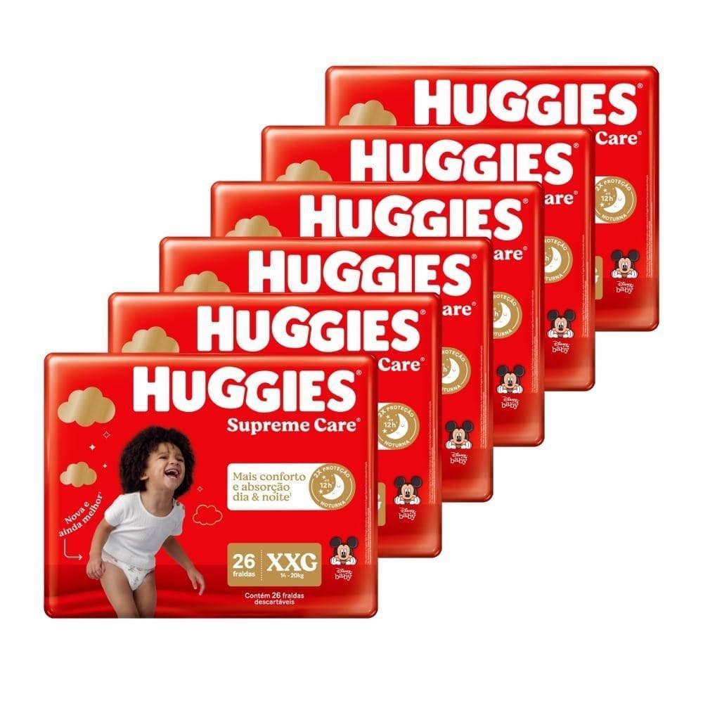 Fralda Descartável Huggies Máxima Proteção Mega Tamanho XXG - 6 Pacotes com 26 Fraldas - Total 156 Tiras